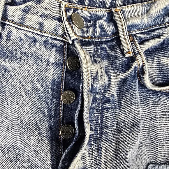 Grlfrnd Helena Jeans Womens 25 Blue Acid Wash High Rise Straight Distressed - Picture 4 of 13